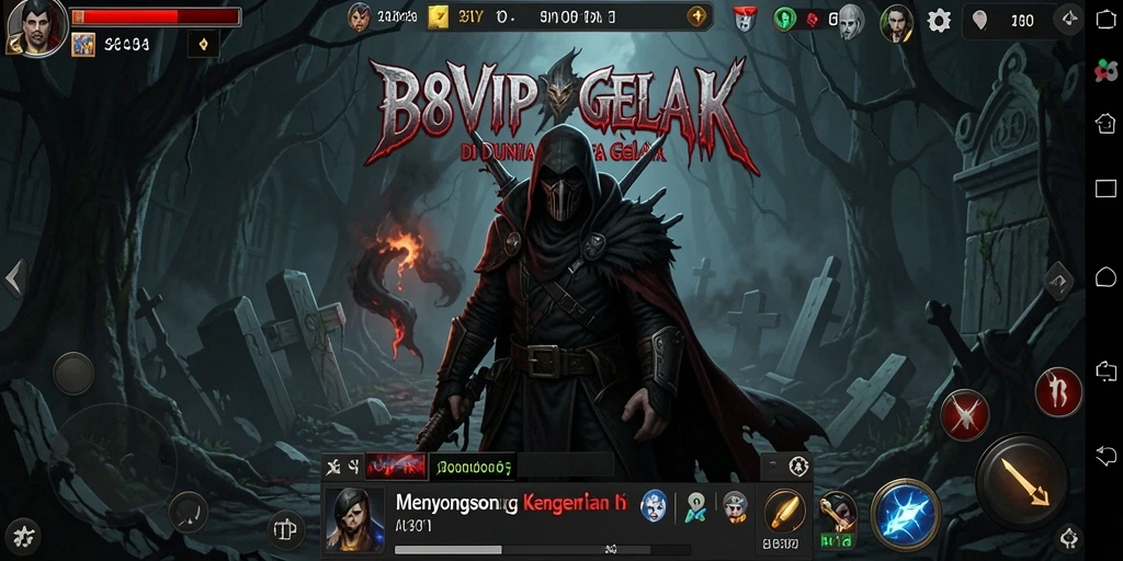 Tampilan gameplay menyeramkan dari B8VIP dengan suasana kelam.