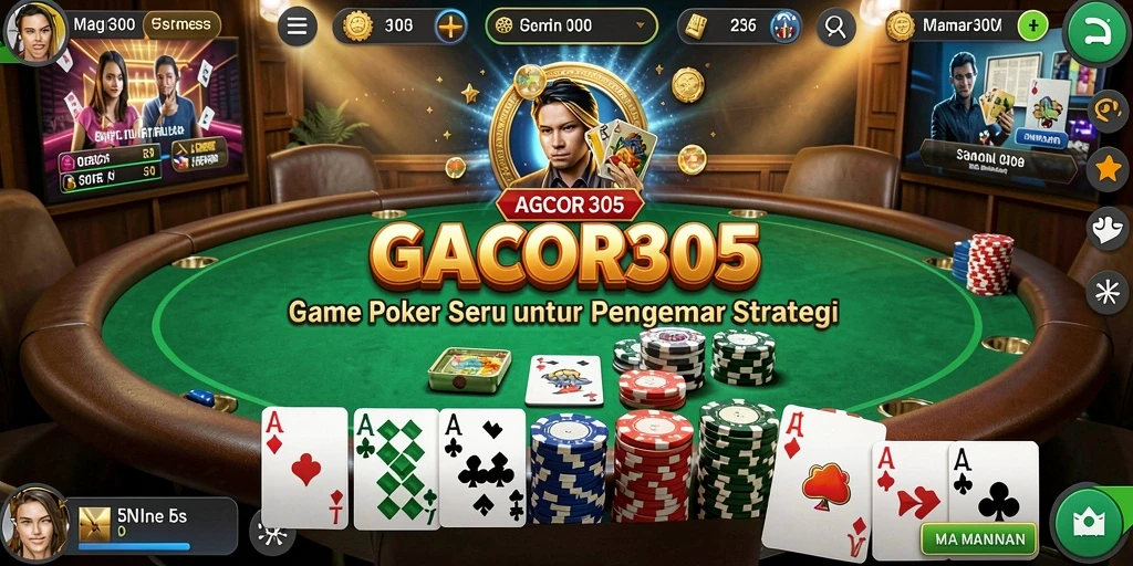 Tampilan gameplay Poker yang mendebarkan di GACOR305.