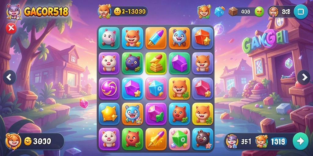 Tangkapan layar GACOR518 menampilkan momen seru gameplay Match-3.