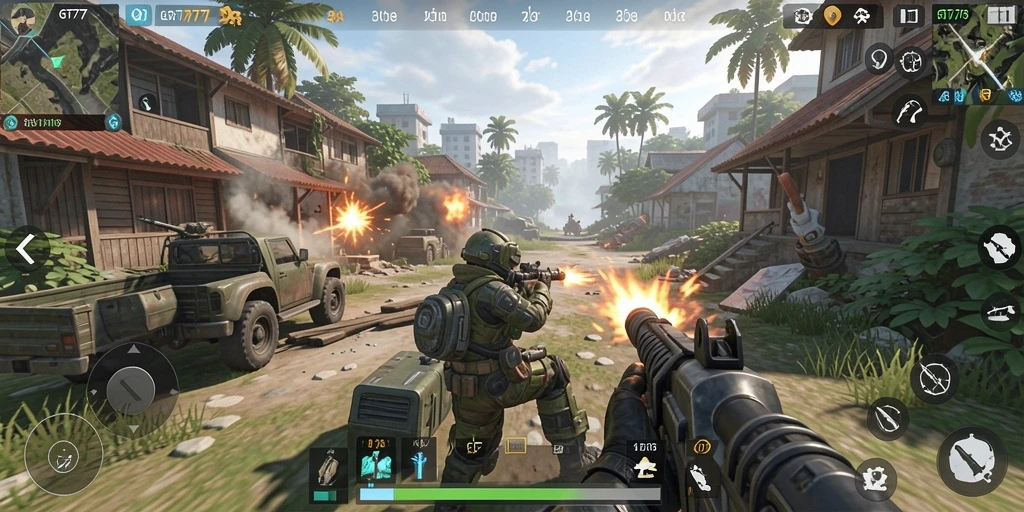 Tampilan gameplay GT777 dengan aksi menegangkan di arena.