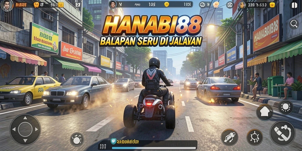 Tampilan gameplay Racing seru dan penuh aksi di HANABI88.