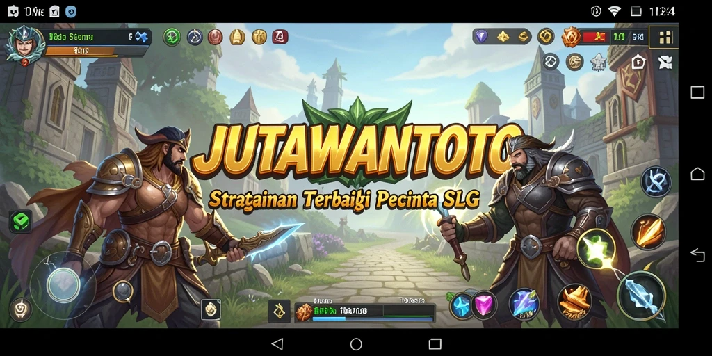 Screenshot utama JUTAWANTOTO menunjukkan aksi keren dalam gameplay strategi.