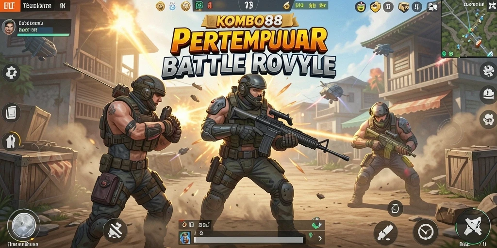 Tampilan menarik dari gameplay KOMBO88 dalam pertempuran Battle Royale.