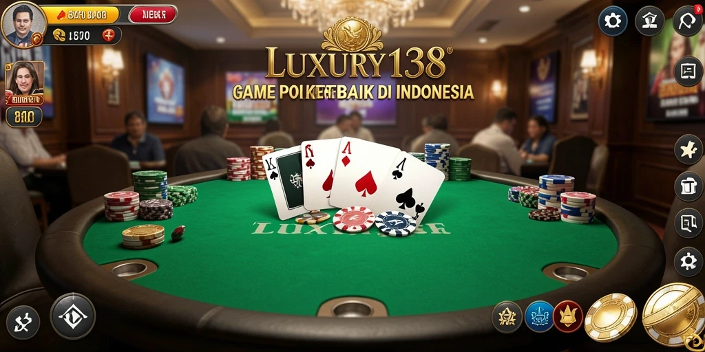 Screenshot gameplay LUXURY138 yang menawan dengan tampilan poker yang menarik.