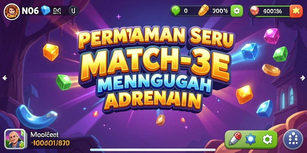 Tampilan seru gameplay Match-3 di N06 dengan level menantang.