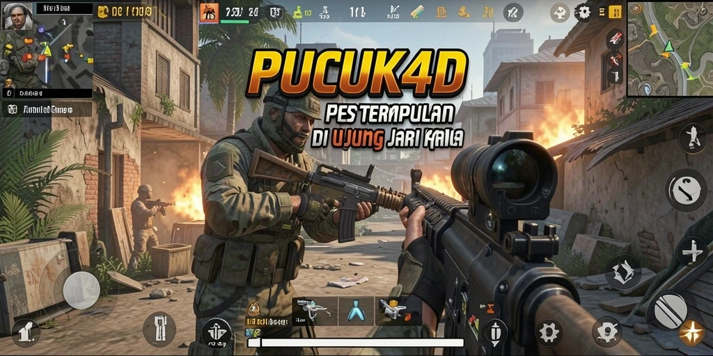 Screenshot PUCUK4D menampilkan aksi pertempuran FPS yang mendebarkan.