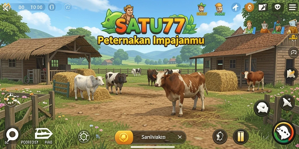 Tangkapan layar gameplay SATU77 menampilkan proses bertani yang seru.