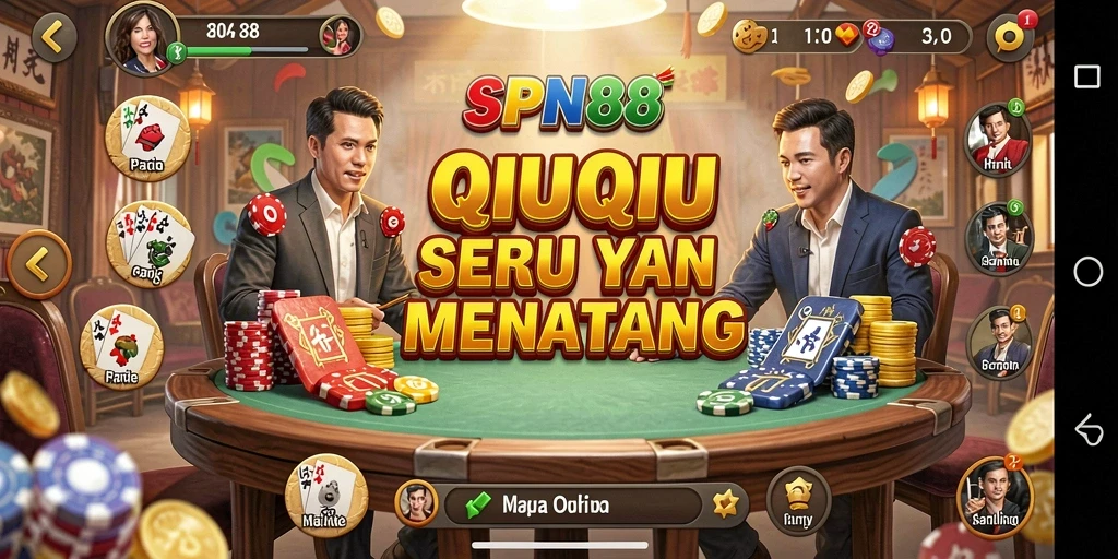 Screenshot gameplay SPN88 yang menampilkan momen seru permainan QiuQiu.