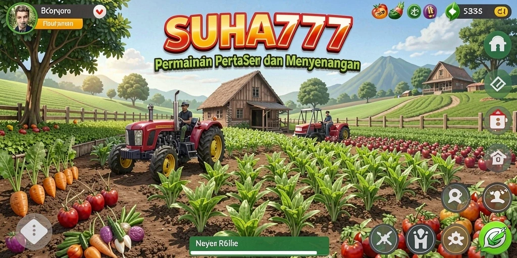 Screenshot utama SUHU777 menampilkan gameplay seru saat bertani.