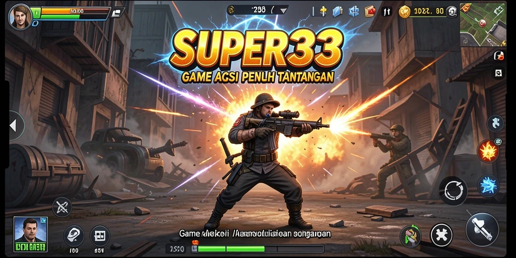 Screenshot gameplay SUPER33 menampilkan pertarungan yang mendebarkan dan grafis menawan.