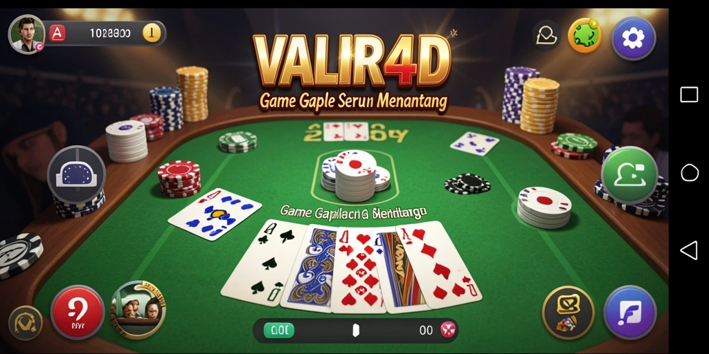 Screenshot gameplay VALIR4D menunjukkan suasana seru bermain Gaple.