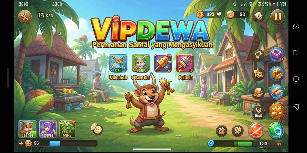 Tampilan gameplay menarik dari VIPDEWA dengan desain warna-warni.